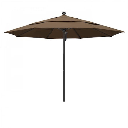 11' Black Aluminum Market Patio Umbrella, Sunbrella Cocoa